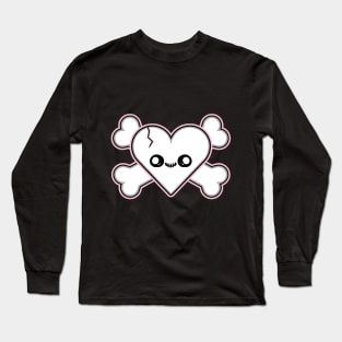 Kawaii Heart and Crossbones Long Sleeve T-Shirt